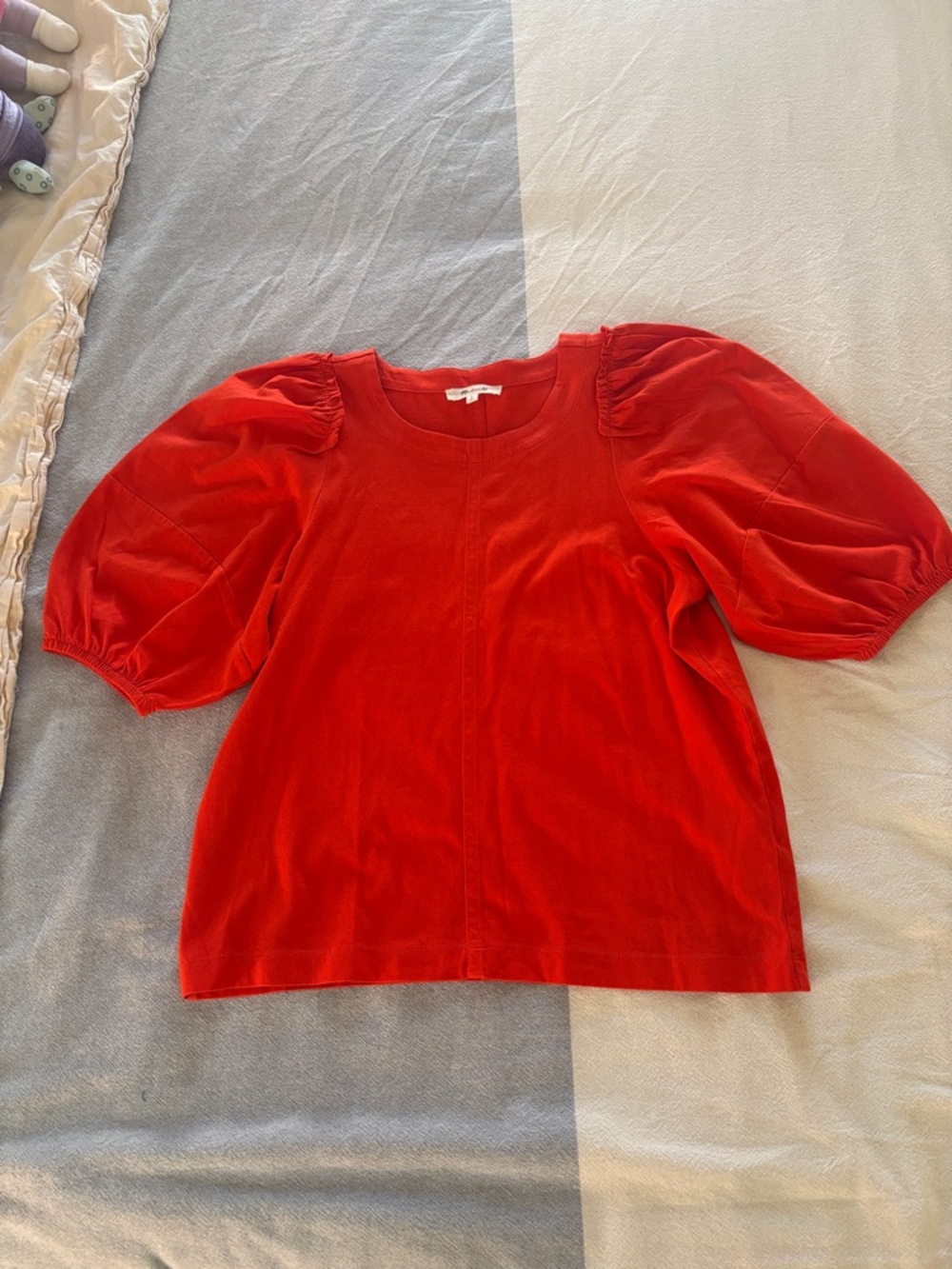 NWOT Madewell Red Puff Sleeve Knit Top